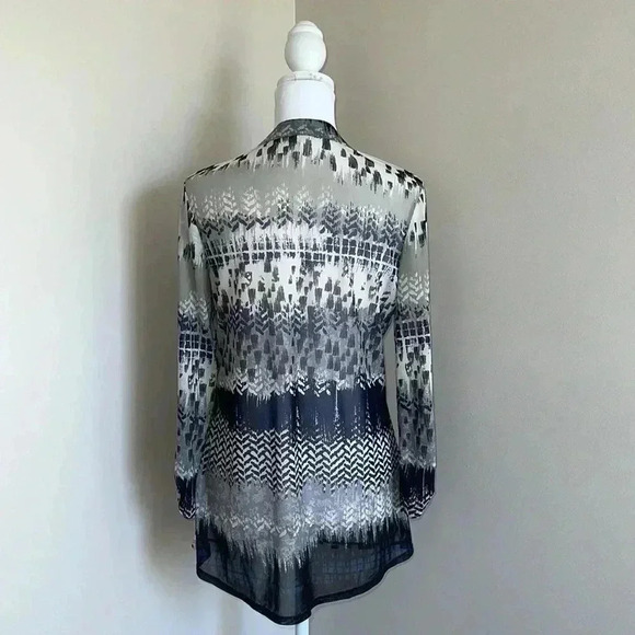 PerSeption Concepts Sheer Button Down Roll Sleeve Blouse.​​ - Picture 7 of 16